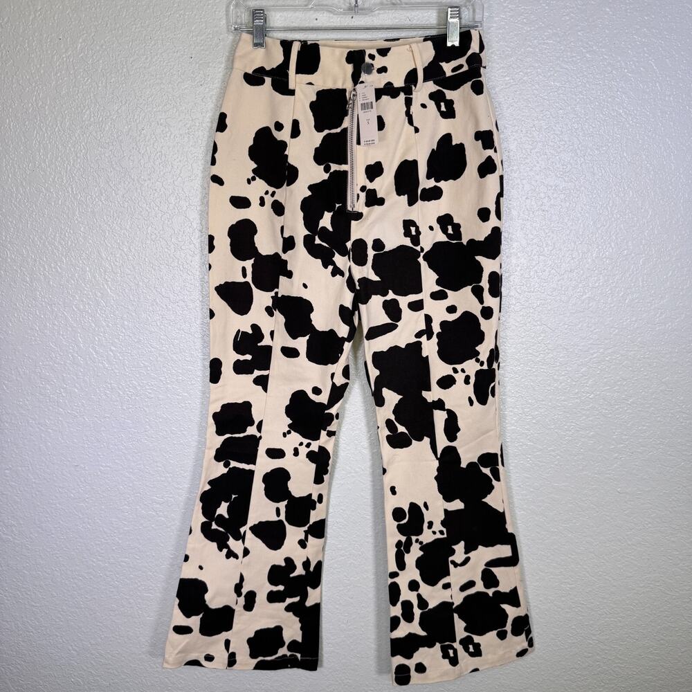 En Saison Anthropologie Pants Women Small Cow Print High Waist Western Festival - Picture 1 of 11